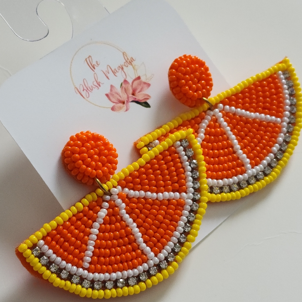 Fun Summer Beaded Orange Slice Earrings